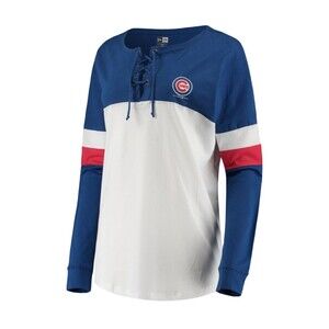Chicago Cubs Shirt Blue White  lace up Long Sleeve New Era Size Large Womens